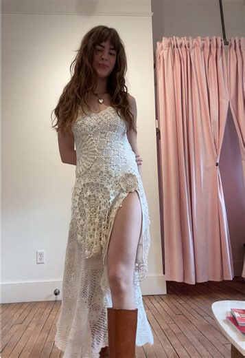 i feel like i barely show you guys what im working on in my studio but im so proud of these dresses. each dress is made out of all vintage materials, completely hand stitched! they took about 8-10 hours to complete