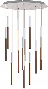 ALTAIR 13 Mini Pendant Lighting White-Copper - LED Hanging Light Fixture for Kitchen Island, Bar, Foyer - Cluster Pendants - Dimmable, Adjustable Wire, Lamp Bulb Included