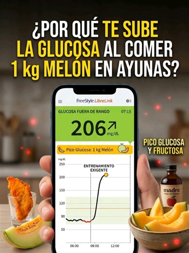 La glucosa y 1 kg de melón: subida a 206 mg/dL