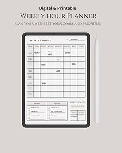 Weekly Hourly Planner Digital Download Weekly Easy Schedule Template for a Busy Week Minimalist to Do List Desk Planner for Productivity - Etsy