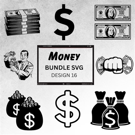 Money SVG Clipart Bundle – Dollar Sign Graphics for Cricut, Silhouette, Vinyl Crafts, and T-Shirt Designs