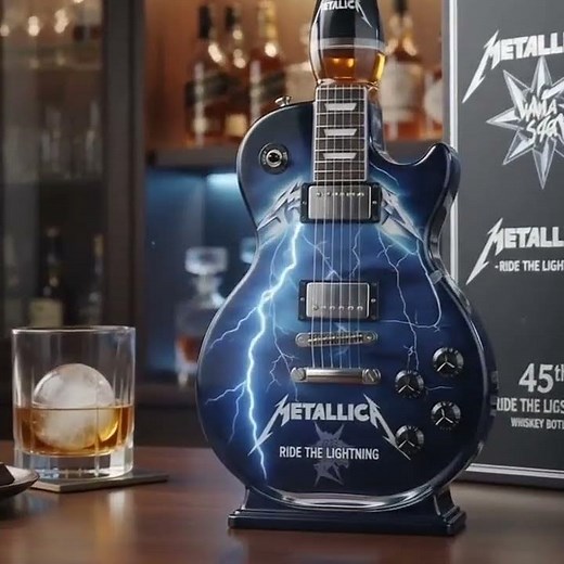 Metallica 45th Anniversary Ride The Lightning Guitar Whiskey Bottle - Sommeray Store