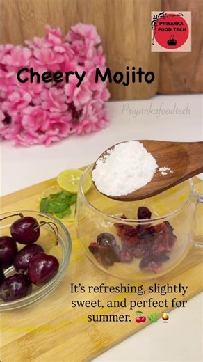 Cherry Mojito It’s refreshing, slightly sweet, and perfect for summer. 🍒🌿🍹