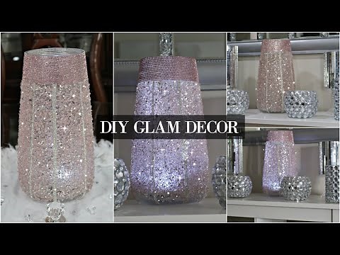 DIY GLAM HIGH END CRUSH GLASS LIGHT UP PINK VASE DECOR | DIY GLAM HOME DECOR IDEAS | FT BeeBeeCraft