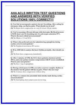 AHA ACLS WRITTEN TEST QUESTIONS AND ANSWERS WITH VERIFIED SOLUTIONS 100 CORRECT 636x882