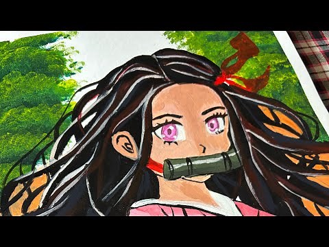 How to paint anime nezuko character. Anime artwork