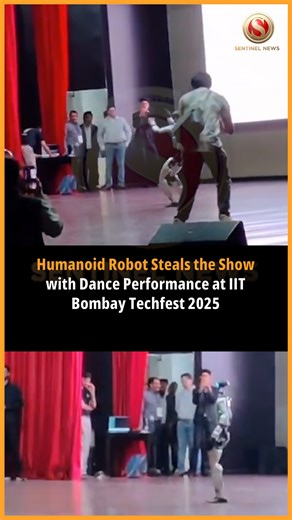 A humanoid robot wowed audiences at IIT Bombay’s Techfest 2025 with an energetic dance routine, blurring the line between technology and human expression. The performance showcased how advanced robotics, coding and rhythm can come together on stage, leaving spectators amazed and sparking conversations about the future of human-machine creativity. #thesentinel #viralvideo #viral | The Sentinel
