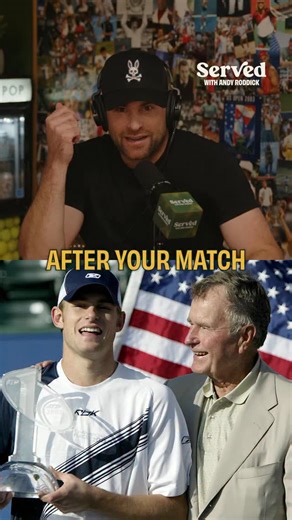 Served with Andy Roddick on Instagram: "Clocked by George H.W. Bush 😩 Be sure to check out the full episode, where Andy & Jon discuss the race to Year End no. 1 and what it means to claim the trophy 🏆 Link in our bio!"