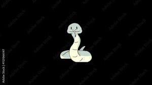 2d cartoon snake animation 4k. snake icon animation. Animation of a traditional Chinese snake.