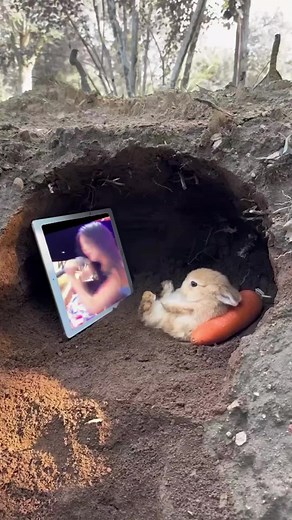 Charming Rabbit Enjoys Video Performance on Tablet