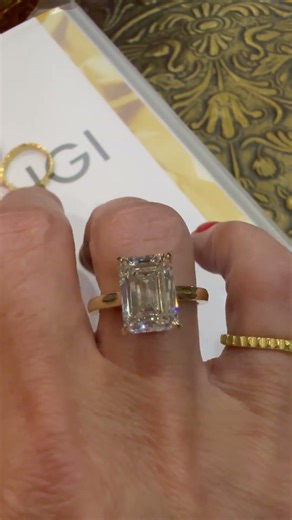 5.00 CT Emerald Cut Lab Diamond Engagement Ring – Eagle Claw Prongs #ENGAGEMENTRING #LABDIAMOND