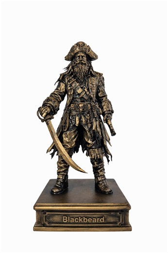 Blackbeard Pirate Statue: Cold Cast Bronze & Resin Sculpture (9.45 Inches) - Etsy
