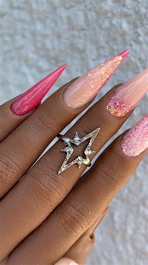 11K views · 50 reactions | pink and nude stilettos #longnails #acrylics #coloredacrylic #pinknails #glitternails #nailsoftheday #nailtutorial | Sarah's Nail Secrets | Facebook
