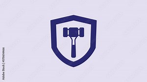 Blue Auction hammer icon isolated on purple background. Gavel - hammer of judge or auctioneer. Bidding process, deal done. Auction bidding. 4K Video motion graphic animation