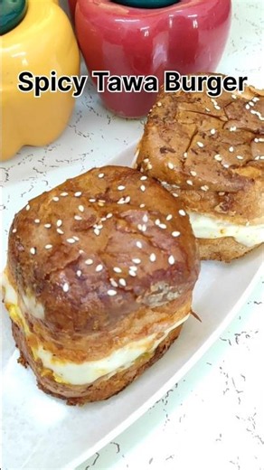 Spicy Tawa Burger recipe #food #recipe #shorts #youtubeshorts #shortsfeed