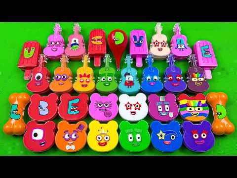 Numberblocks Mixing ASMR 💫 Fun Alphablocks Hidden Slime in Bear Face, Violin Glitter, Satisfying 🌈