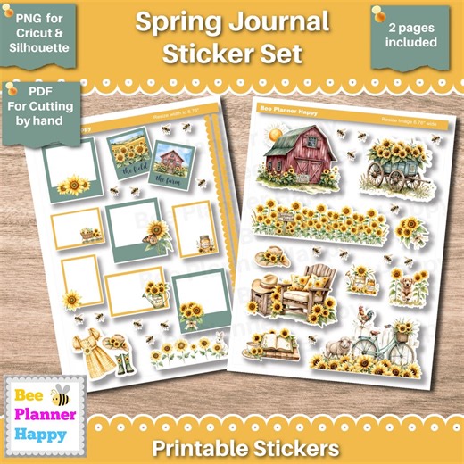 Printable Planner Envy Printable Spring Journal Sticker Set ~ April Sunflower Farm - Etsy
