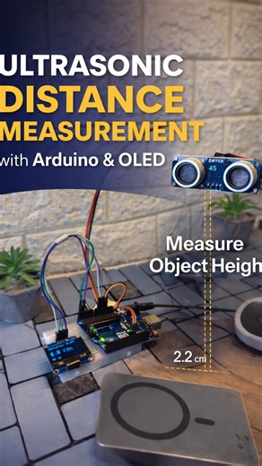 𝗗𝗿𝗲𝗮𝗺 𝗜𝗻𝘃𝗲𝗻𝘁𝗶𝗼𝗻 on Instagram: "📏 ULTRASONIC DISTANCE MEASUREMENT PROJECT In this project, I built a real-time distance & height measurement system using Arduino, Ultrasonic Sensor, and OLED Display 🔧📟 Whenever an object comes in front of the ultrasonic sensor, ➡️ the Arduino calculates the distance ➡️ processes the data ➡️ and instantly displays the value on the OLED screen in centimeters This project helped me understand: ✔ Sensor working principle ✔ Real-time data processing ✔