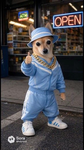 Old School Cool Pup Brings the Drip 🩵🐾