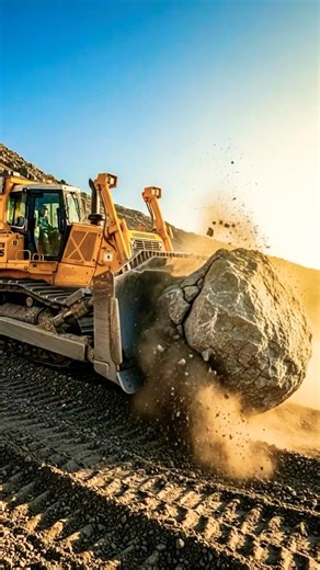 Bulldozer vs. Boulder: Raw Power on the Job Site