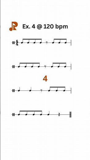 Easy Rhythm Exercises for Beginners - Exercise 4 120 bpm #musictheory #rhythm
