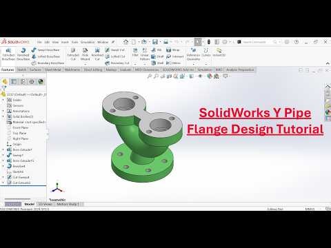 SolidWorks Y Pipe Flange Design Tutorial | SolidWorks Tutorial Pipe With Flange
