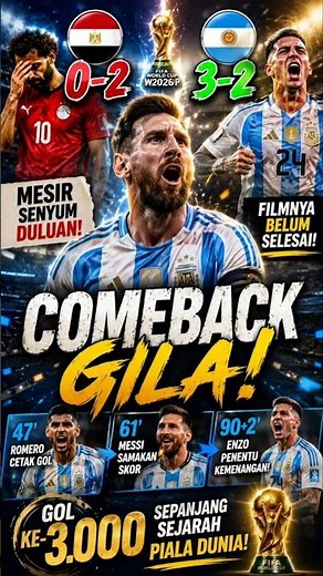 Argentina Gila Banget! Tertinggal 2-0, Menang 3-2 di Menit Terakhir