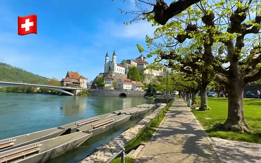 【4K超清】漫步游瑞士阿尔堡(Aarburg)｜一个梦幻般的瑞士小镇，拥有风景如画的城堡