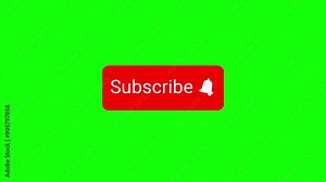 Pop up YouTube subscribe like bell icon button clicked animation motion graphic with chroma green screen clip template 4k background