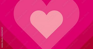 Moving hypnotic pink Heart in slow motion. Seamless Psychedelic hearts for Valentines day concept. The 14th of February.