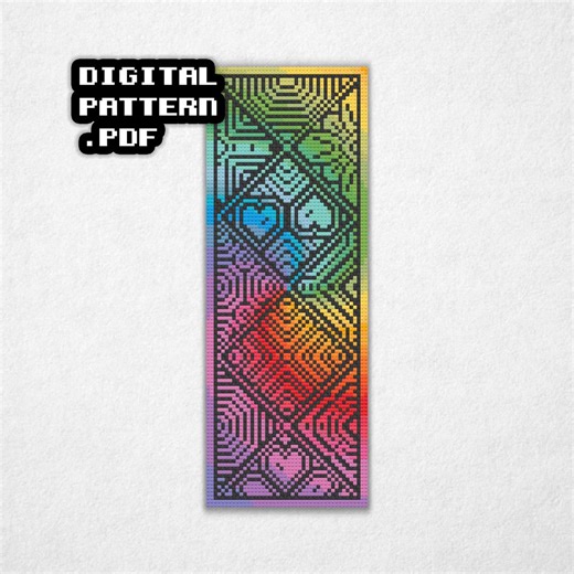 Tie-dye Diamond Tile Bookmark - Cross Stitch Pattern PDF, Quaker Style Counted Crossstitch - Etsy