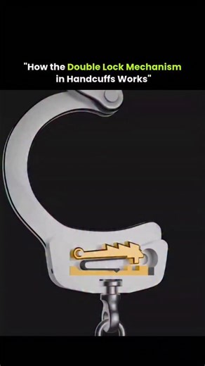 factshubs_ig on Instagram: "Double-lock handcuffs are designed to add an extra layer of safety beyond the standard ratcheting lock. While a normal handcuff can tighten as it moves, the double-lock feature completely immobilizes the internal ratchet, preventing the cuff from tightening or loosening once secured. Mechanically, activating the double lock shifts an internal bar that blocks the locking pawl from moving. This keeps the teeth firmly engaged with the cuff arm, ensuring a fixed position.