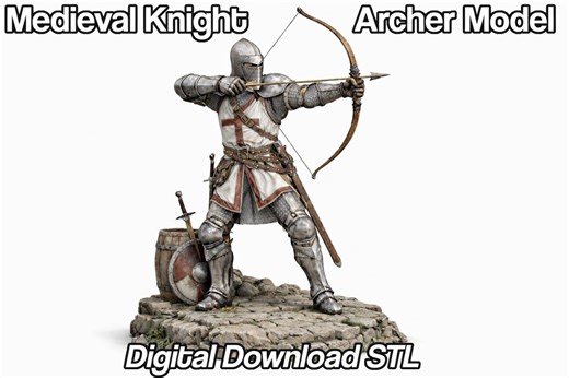 Medieval Knight Archer Model | 3D Print File | Digital Download STL - Etsy
