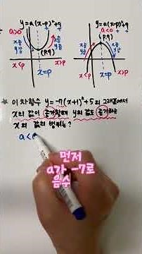 중3수학 이차함수의 표준형 그래프로 x값이 증가할때 y값도 증가하는 범위 구하는 방법 #중3수학 #이차함수#표준형