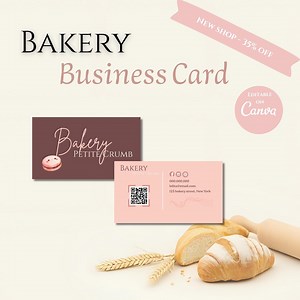 Elegant and Professional Bakery Business Card Template, Fully Customizable and Print-ready, Perfect for Artisan Bakers and Pastry Chefs - Etsy