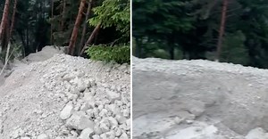 IL VIDEO. Imponente colata detritica invade la strada: "Ingenti quantitativi di materiale continuano a scendere a valle da ore"
