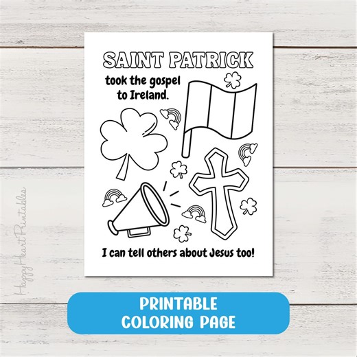 St. Patrick Christian Printable Coloring Page - Etsy