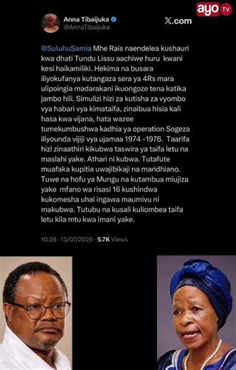 UJUMBE MZITO WA PROF TIBAIJUKA KWA RAIS, NASHAURI LISSU AACHIWE.