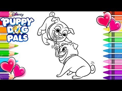 Bingo and Rolly Tug of War Coloring Page | Puppy Dog Pals Coloring Book | Disney Jr.