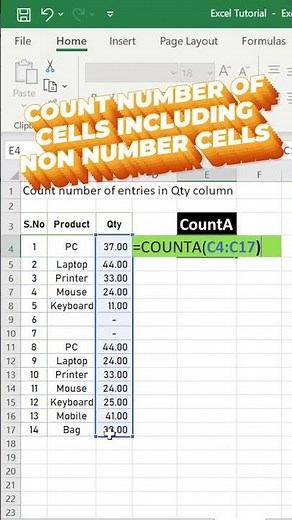How to use CountA formula in Excel? Count vs CountA #excel