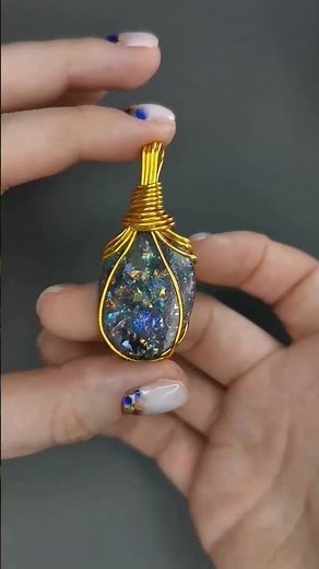 Handmade wire wrapped epoxy resin opal