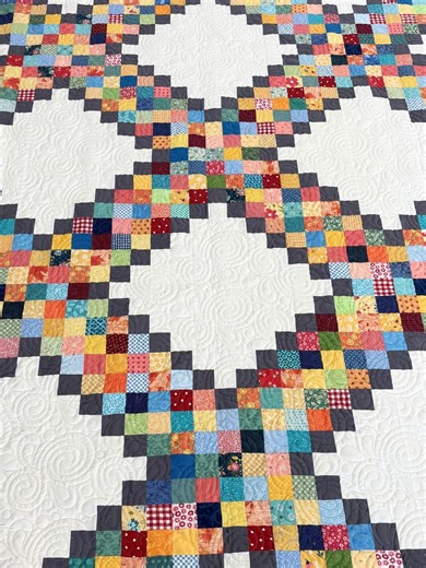 Handmade Quilt Queen Bedspread Irish Chain Patchwork Full Colorful Homemade Blanket Scrap Fabric Piecing Wedding Gift - Etsy