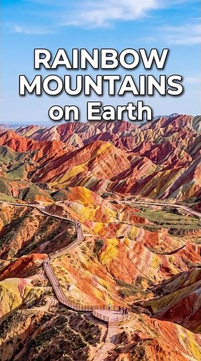 Rainbow Mountains on Earth | Vinicunca Peru | Zhangye Danxia China #explore # #nature #mountains