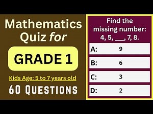 Mathematics Quiz for Grade 1 | 60 Basic MCQs for Ages 5–7 | Maths Olympiad Exam Prep | Math Quiz Bee