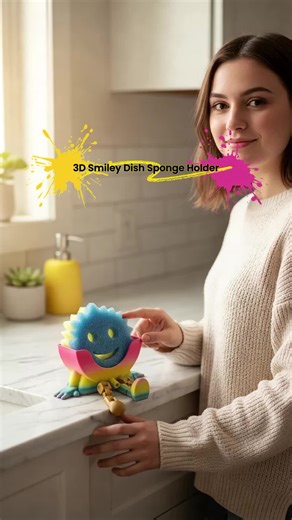 3D Printed Smiley Face Sponge Holder for Your Kitchen