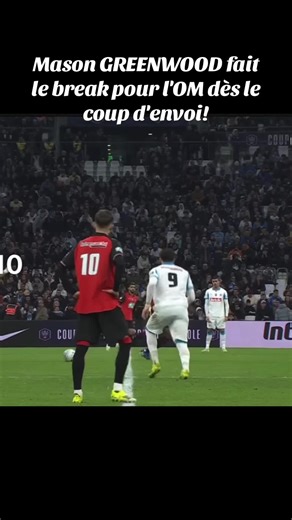 [VIDÉO BUT]⚽️ 🏆🇫🇷 #CoupeDeFrance 😱Mason Greenwood fait le break pour l'OM dès le coup d'envoi de la 2ème période !! 😵‍💫C'est la catastrophe pour Rennes, encore puni après quelques secondes de jeu seulement !@Stade Rennais F.C. @Olympique de Marseille #OMSRFC #CDFCA
