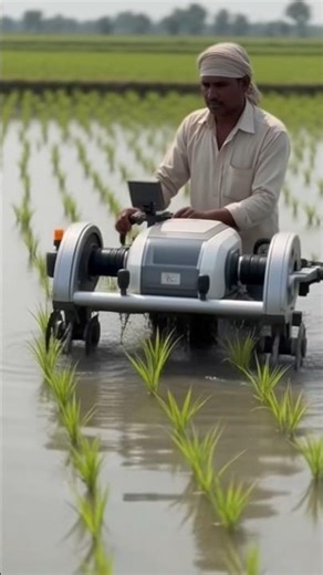 Indian Farmer Using Smart Robotic Rice planing Machine | Modern Farming Technology