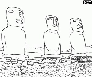 Moais of Rapa Nui coloring page printable game