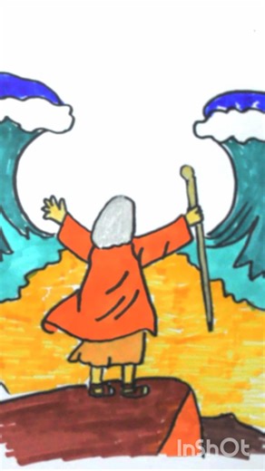 Moses part the waters of the Sea #drawing #drawingtutorial #bibledrawing #short #easydrawing