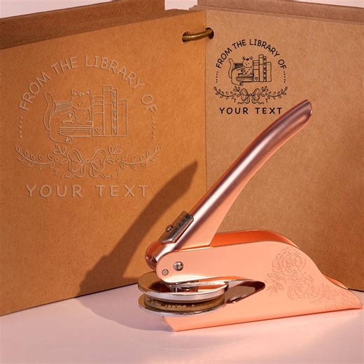 Custom Library Stamp, Embossing Seal, Self-inking, Wooden Book Stamp, Personalized Ex Libris, Book Lover Gift - Etsy